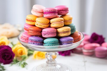 Sticker - pyramid of macarons on a silver cake stand