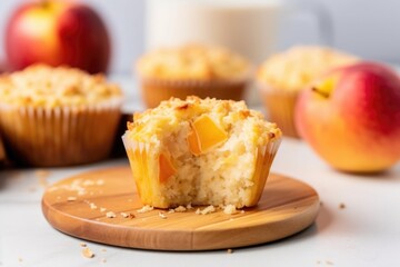 Poster - peach muffin with a single peach slice beside it