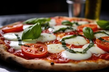 Poster - close-up of a margherita pizza with melted cheese