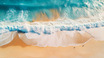  Aerial View Of Sandy Beach And Ocean With Waves. travel. vacations