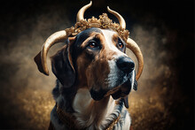 Majestic Dog With Horn