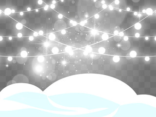 Wall Mural - Vector illustration of a light garland on a transparent background.
