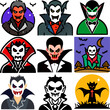 Captivating Halloween Vampire Fantasy Illustration - Sticker & Detailed Line Art for Dark and Mysterious Atmospheres