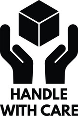 Poster - handle with care sign isolated on white background . box in hands icon vector
