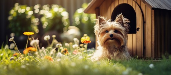 Sticker - Dog in a yard with a doghouse