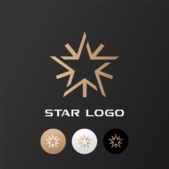 Aufkleber - Gold Star abstract logo design template on black background