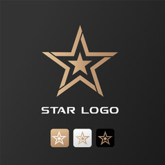 Aufkleber - Gold Star abstract logo design template on black background