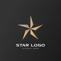 Aufkleber - Golden Star Logo vector in modern and elegant style on black background