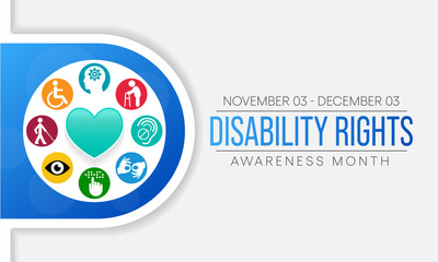 Wall Mural - Disability Rights awareness month is observed every year from November 3 to December 3, Vector illustration