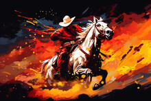 Abstract Cowboy Illustration Art Background