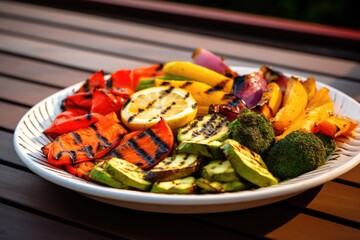 Sticker - grilled mixed veggies on a disposable plate for bbq