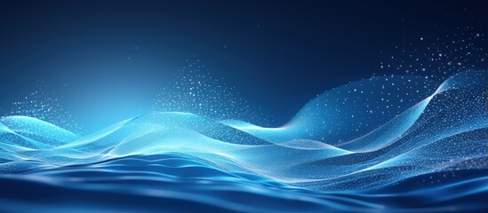 Poster - dynamic wave and dot elements on a light blue abstract background