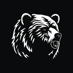 Wall Mural - Bear logo, black and white, AI generated Image