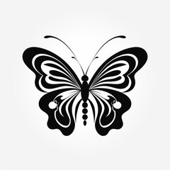 Wall Mural - Butterfly logo, black and white, AI generated Image