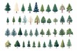Flat design vector christmas tree icon set. Christmas tree collection. Christmas tree set in flat design. Vector illustration