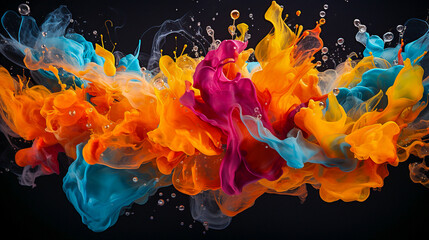 Canvas Print - splashes on black background texture