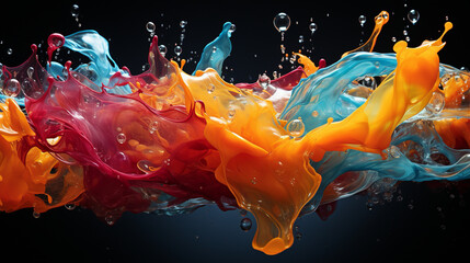 Wall Mural - orange and yellow paint splashes background texture