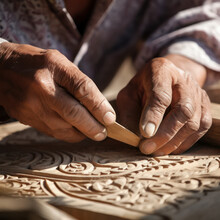 Uzbekistan Closeup Hands Carving.