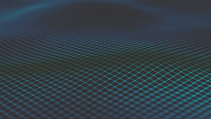 Poster - Abstract Minimal Mesh Waving Background/ 4k animation of an abstract fractal background with mesh surface and particle lines waving and depth of field blur