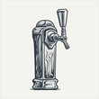 Beer tap. Vintage woodcut engraving style vector illustration.	