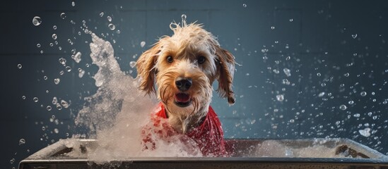 Sticker - Enjoyably bathing the canine