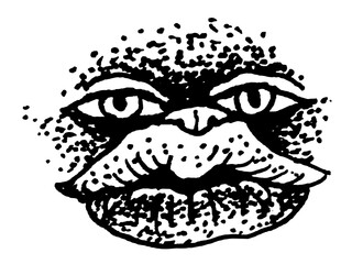 Wall Mural - Mask dog fish style cartoon tattoo print stamp