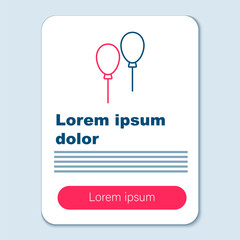 Poster - Line Balloons with ribbon icon isolated on grey background. Colorful outline concept. Vector