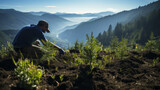 Reforestation after Fire: Volunteers Restoring Local Flora, Generative AI