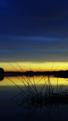 Wall Mural - beautiful morning river landscape at dawn, timelapse. vertical video