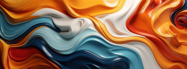 Wall Mural - Panoramic abstract Colorful of Acrylic Paint background, liquid flow, banner web design