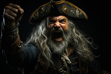 Dramatic Pirate Exhibiting Anger And Frustration Against Plain Backdrop.