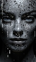 Poster - A work created by combining a portrait with digital graphics.