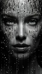 Poster - A work created by combining a portrait with digital graphics.