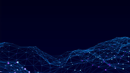 Poster - abstract wave background with dots and lines moving in space. technology illustration. futuristic mo