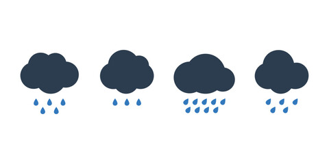 Wall Mural - Rain icon. Cloud with rain icon vector. Rain vector icon on white background