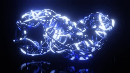 Poster - 3d animation of abstract glowing neon lines. the lines flash, go out, change shape and thickness. gl