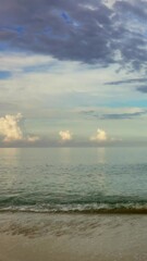 Wall Mural - beautiful landscape with tropical sea at morning. vertical video