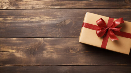 Wall Mural - gift box on wooden background