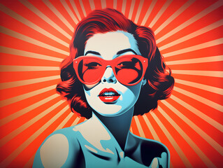 Poster - Colorful Neo Pop Art of woman wearing glasses