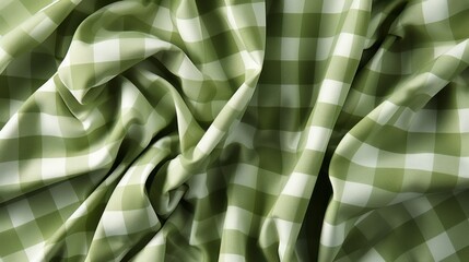 This vivid green and white checkered fabric creates a captivating pattern that exudes a sense of playfulness and whimsical energy, perfect for any stylish clothing item