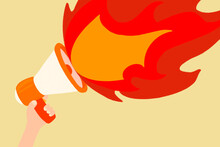 Illustration Of Hand Holding Megaphonespewing Fire