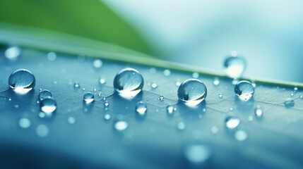 Poster - Water drops close up on blue background