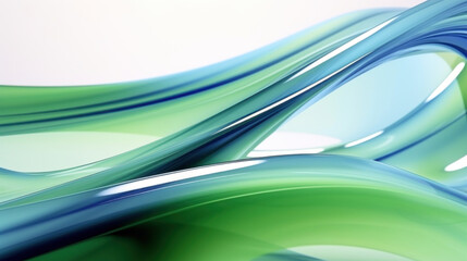 Poster - Abstract background with green and blue glass waves on white background