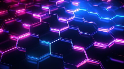 Wall Mural - neon hexagons