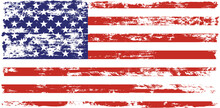 Grunge USA Flag. American Flag Brush Paint Texture. Distressed US Symbol, United States Flag Vector Illustration For Celebration Holiday 4 Of July American President Day, Star And Stripes.