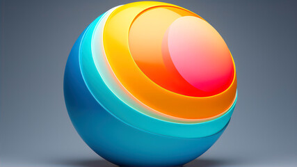 Poster - multicolored sphere on a gray background.