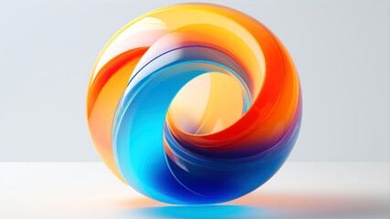 Poster - 3d render, abstract background with colorful rings, modern design, bright colors