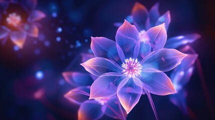 digital futuristic flower wallpaper, neon light glow blossom wireframe, background with flower cyber