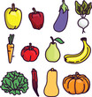 Vegetables icons set flat design