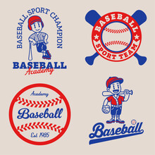 Set Of Baseball Logo Collection In Vintage Retro